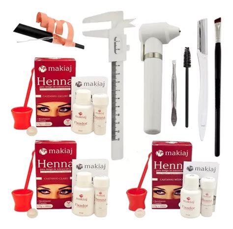 Kit De Henna Para Cejas Makiaj 3 Unidades Batidora Anillo Y Brocha