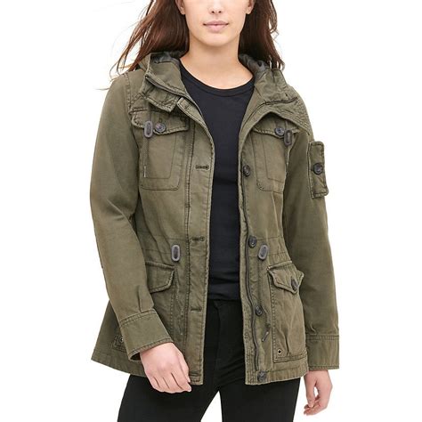 Womens Levis® Twill Hooded Military Style Jacket Military Style