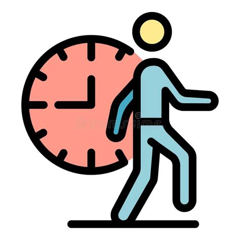 Vector De Contorno De Color De Icono De Tiempo Y Hombre Ilustraci N Del