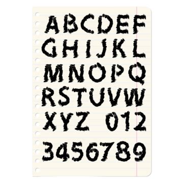 Alphabet Letters Depicted In Handdrawn Black And White Vector Graphics