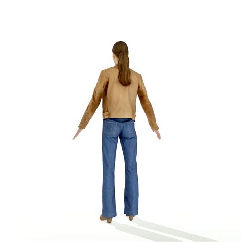 D Model Brunette Woman In Casual Clothes VR AR Low Poly Rigged CGTrader