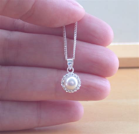 Sterling Silver Freshwater Pearl Cz Pendant And Chain Pearl Jewellery Uk