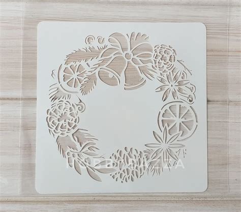 Трафарет для декора Рождественский венок, купить