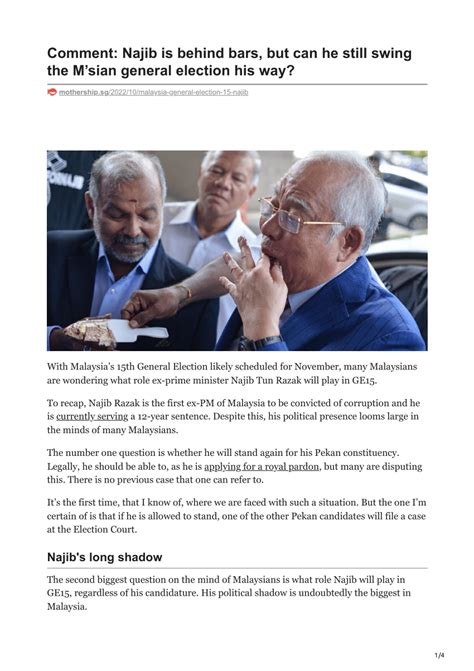 Pdf Mothershipsg Comment Najib Is Behind Bars But Can He Still Swing