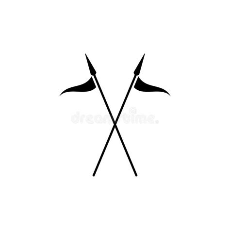 Crossed Spears With Flags Silhouette Stock Vector Illustration Of