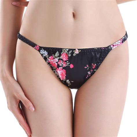 Satini Women S Floral Satin Tanga Bikini Lingerie Panties Knickers