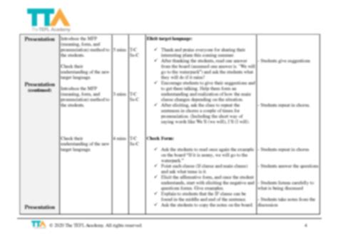 SOLUTION The TEFL Academy Assignment B Lesson Plan Form And