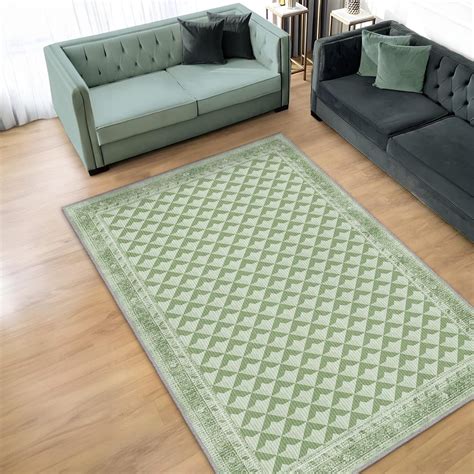 Sage Green Accent Rug, Green Geometric Rug for Contemporary Home Decor ...