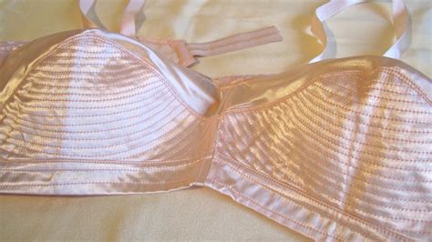 Vintage Bullet Bra 1950s French New Old Stock In Peach Satin By