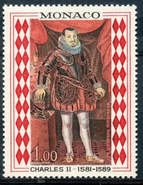 Stamp Timbre De Monaco Art Tableau N Charles Ii Eur