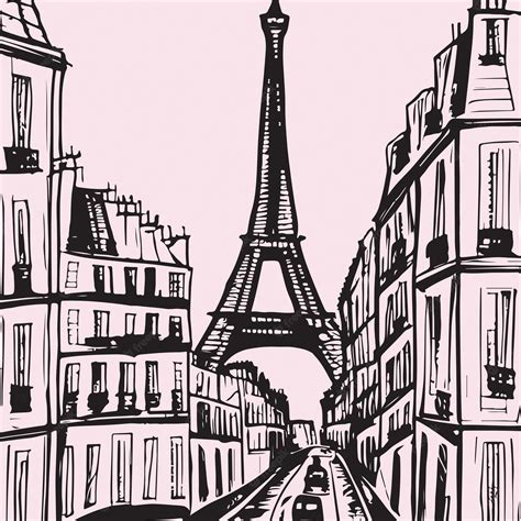 Premium Vector Black Ink Drawing Of Paris City Vector Eiffel Tower