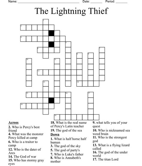 The Lightning Thief Crossword Puzzle