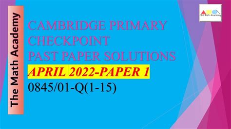 Checkpoint Primary Maths April Paper Part Cambridge Primary