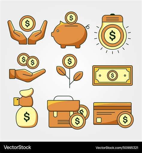 Set Of Finance Icon Design Money Growth Royalty Free Vector