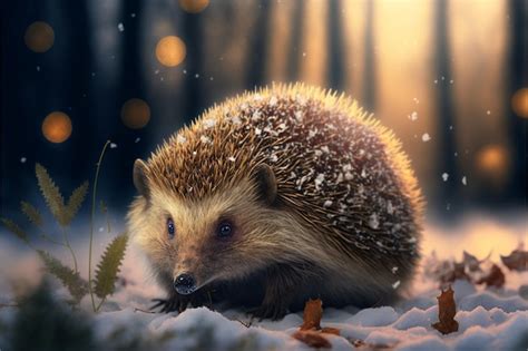 Premium AI Image | A hedgehog in the snow with snow on the ground