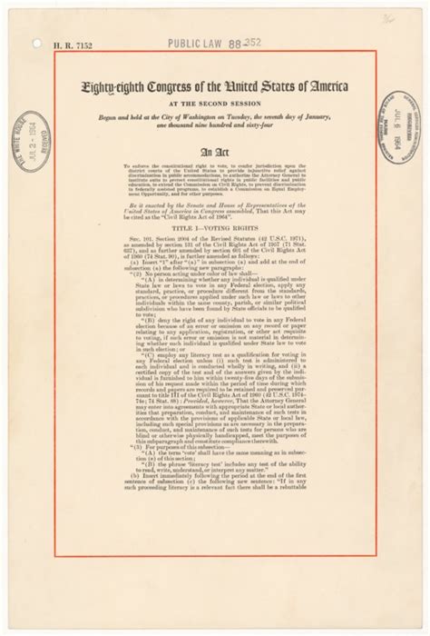 Civil Rights Act Of 1964 Document