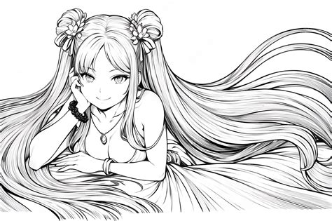 Premium AI Image | Anime girl with long hair and a ponytail