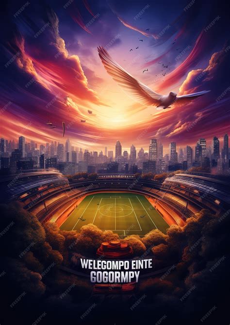 Premium AI Image | soccer stadium full view fantasy art and buildings view