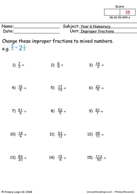 7 Best Images of Mixed Numbers Improper Fractions Worksheets - Improper ...