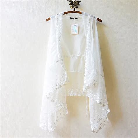 Lady Summer Thin Vest Shawl Mori Girl Lace Cotton Fairy White Vests