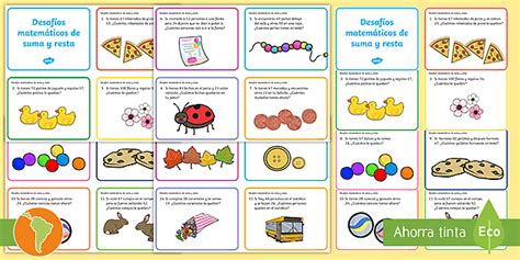 Retos Matematicos Para Ni Os De Primaria Tarjetas Divertidos Retos