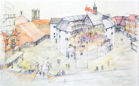 Cutaway Drawing Of The Globe Theatre By Dennis Bailey For The Architect