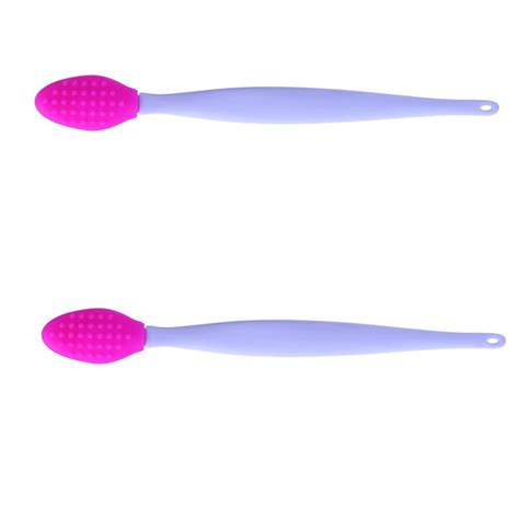 2pc Double Sided Silicone Exfoliating Lip Brush Soft Cleaning Tool For Lips Nose Lip Skin