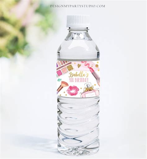 Editable Spa Party Water Bottle Labels Spa Birthday Party Girl Etsy