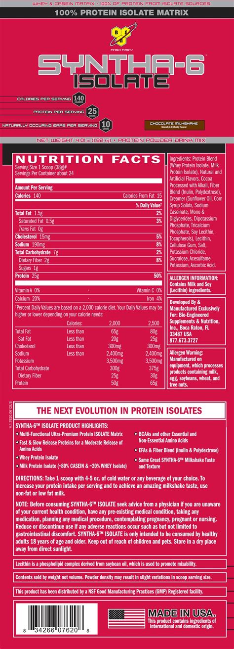 Syntha 6 Isolate Nutrition Facts Besto Blog