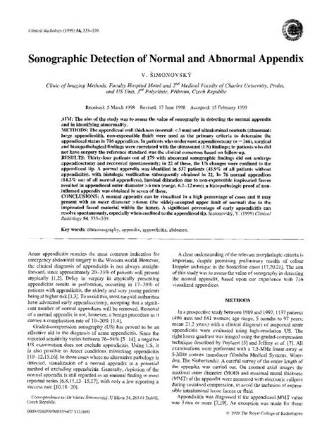 PDF Sonographic Detection Of Normal And Abnormal Appendix DOKUMEN TIPS