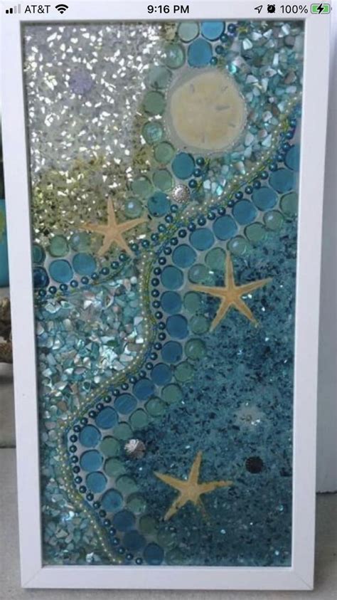 Sea Glass Mosaic Art for Beach Cottage Decor