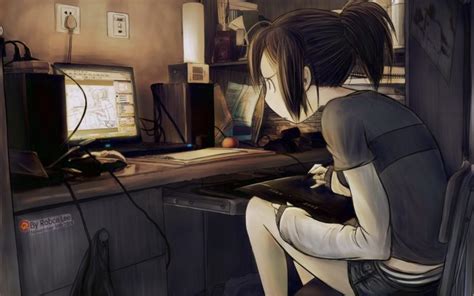 19++ Wallpaper Anime Girl With Computer