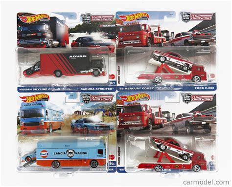 MATTEL HOT WHEELS FLF56 956K 4 Scale 1 64 FORD USA SET ASSORTMENT 4 PIECES RAMP TRUCK CAR
