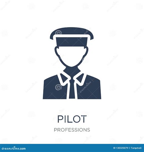 Pilot Icon Flat Design Linear Color Styles Isolated Vector