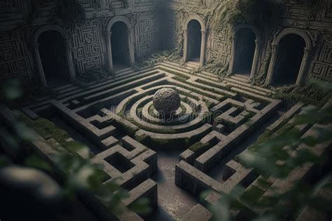 Ancient Architecture with Labyrinth Stock Illustration - Illustration ...