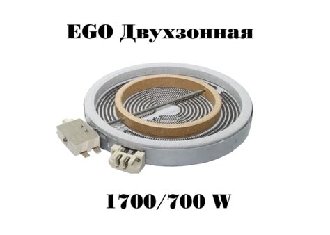 Электроконфорка стеклокерамическая 2-х зонная 200 мм 1700/700W ...