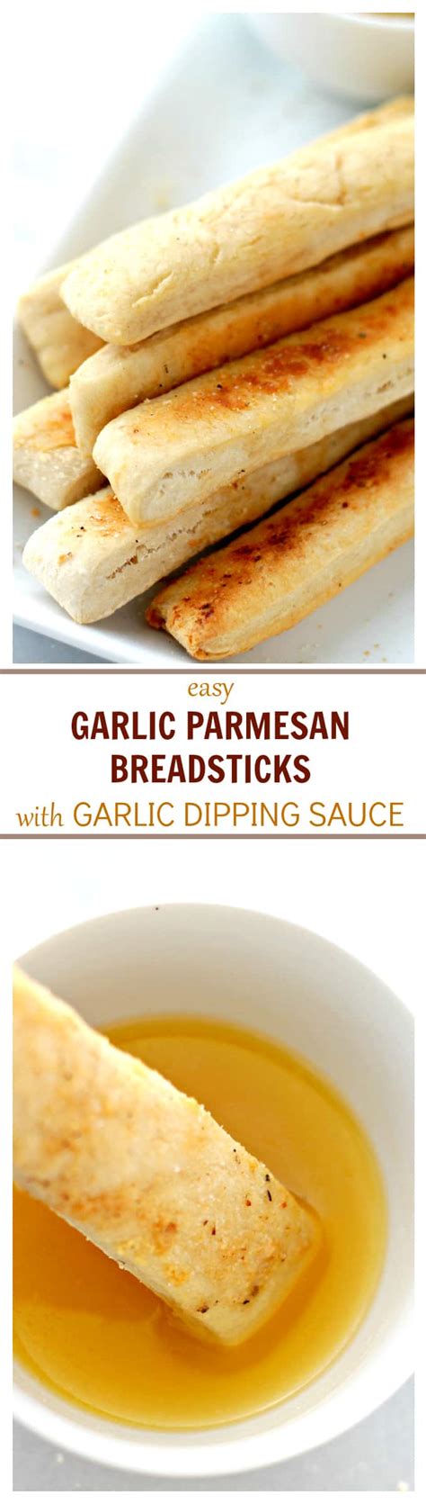 Easy Garlic Parmesan Breadsticks With Garlic Dipping Sauce Diethood