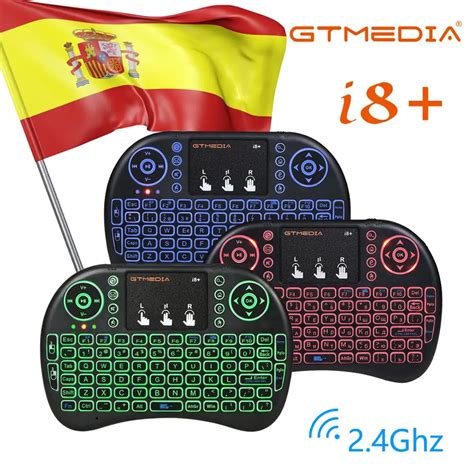 GTMEDIA Teclado inalámbrico i8 retroiluminado 2 4 GHz Air Mouse