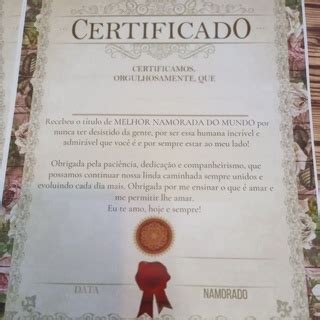 Certificado De Melhor Namorada Do Mundo Estilo Vintage Flores Em Tons