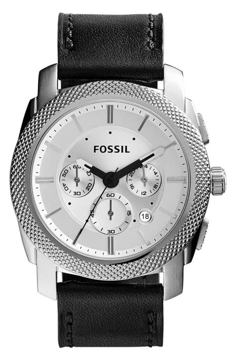 Fossil Machine Chronograph Leather Strap Watch 44mm Nordstrom