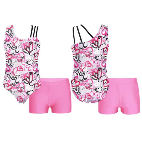 MSemis Kids Girls Gymnastics Leotards with Matching Shorts - Walmart.com