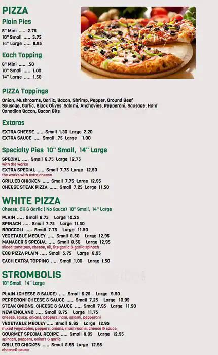 New England Pizza Menu, Menu for New England Pizza, Bustleton, Philadelphia - Urbanspoon/Zomato