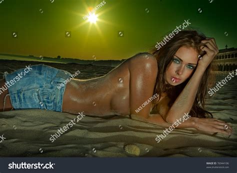 Sexy Brunette Woman Water Wearing Bikini Stock Photo 76944106 Shutterstock