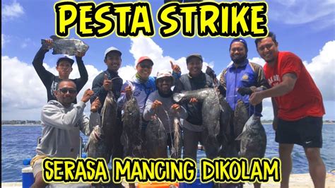 Pesta Strike Kakap Batu Dikeramba Baru Serasa Mancing Dikolam Youtube