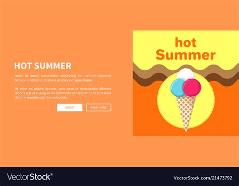 Hot Summer Web Posters Set With Ice Cream Vector Image