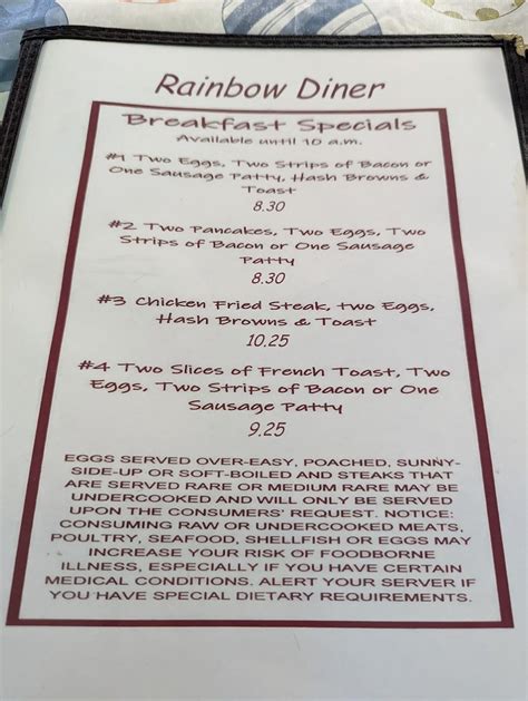 Menu At Rainbow Diner Cafe Kingman