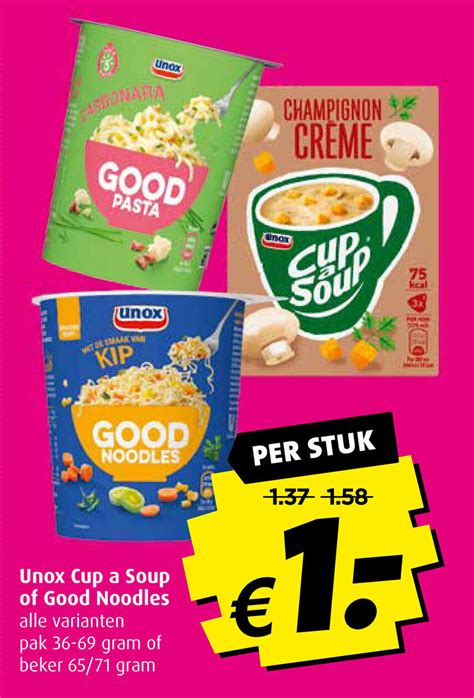 Unox Cup A Soup Of Good Noodles Pak 36 69 Gram Of Beker 65 71 Gram Per