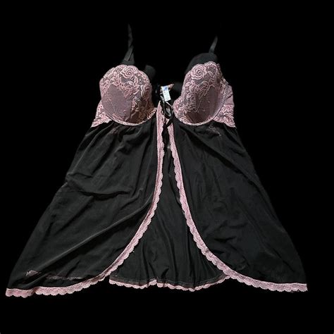 Black And Pink Lingerie Dress Dress Is Semi Sheer Depop