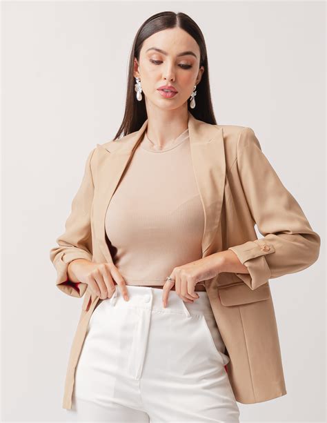 Blazer Es Alfaiataria Nude Sangue Latino