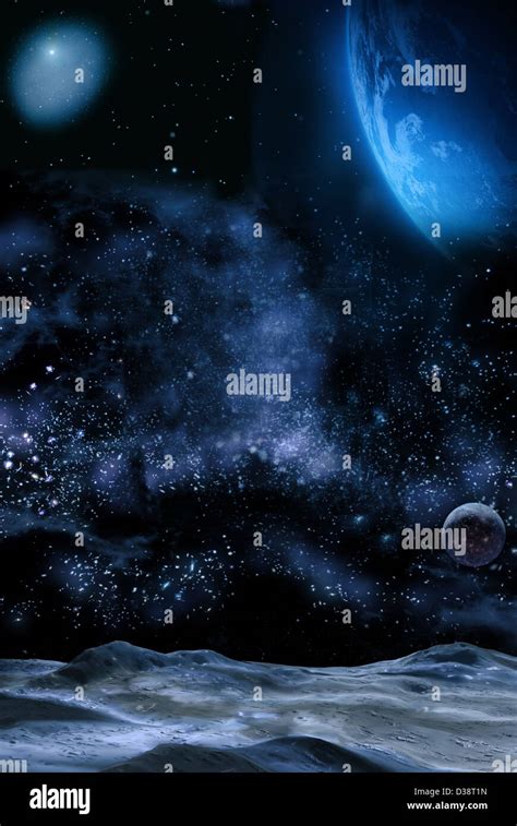 Earth from the surface of the Moon Stock Photo - Alamy